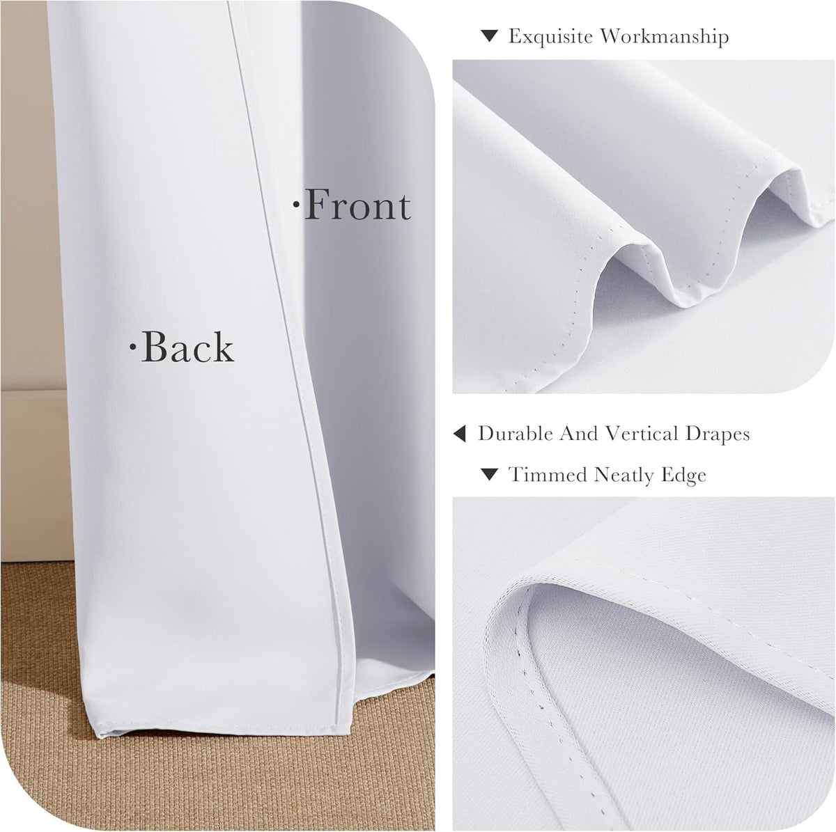 PONY DANCE Pure White Short Blackout Curtains for Kitchen 45 Inch Length, Thermal Insulated Grommet Curtains for Bedroom, Black Out Drapes for Bathroom Small Window (2 Panels Set, 34 inches Wide)