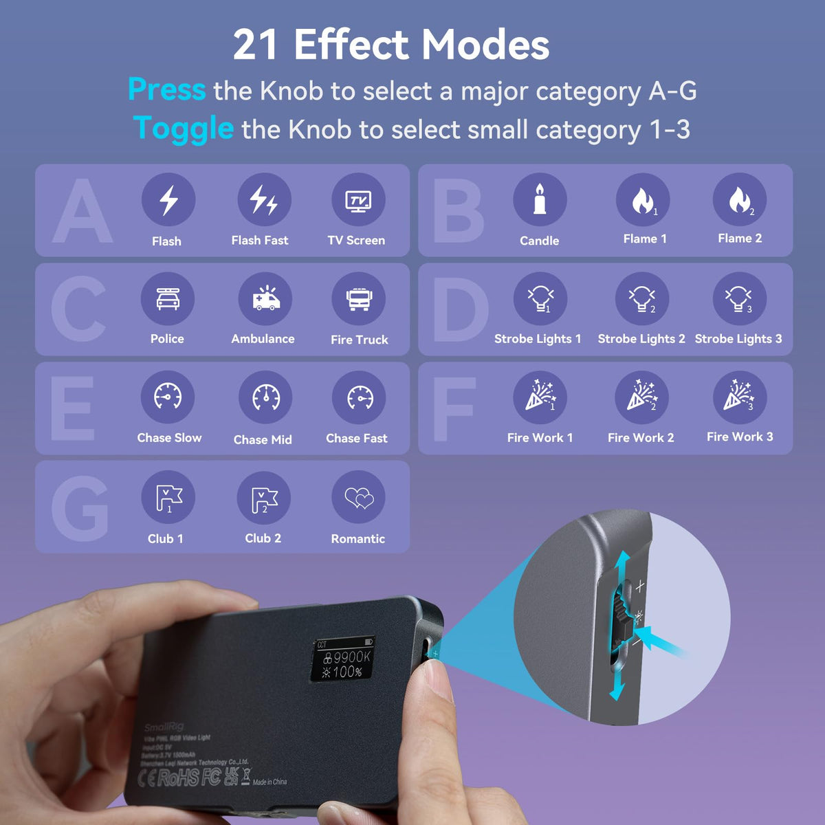 P96L RGB Video Light by SmallRig, Portable Metal LED Camera Light, 2500-8000K, 21 Effects, CRI 96+, OLED Display, Photo and Video Lighting, Long Battery Life, Fits Phone and Camera