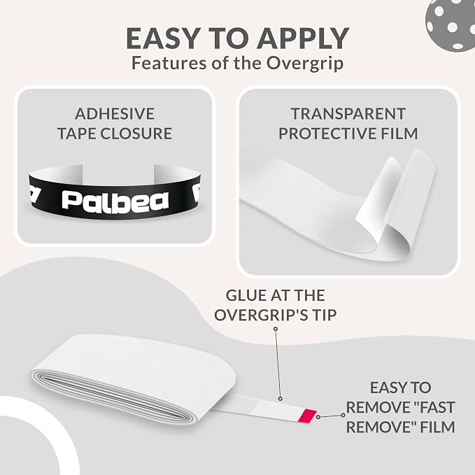 Pickleball OverGrip Tape - Pack of 3/6/12/22/60 - Extra Tacky White Pickleball Grip Tape - High Sweat Absorption & Non-Slip Soft Touch. Accessories Designed to Enhance Your Pickleball Paddle Grip Tape