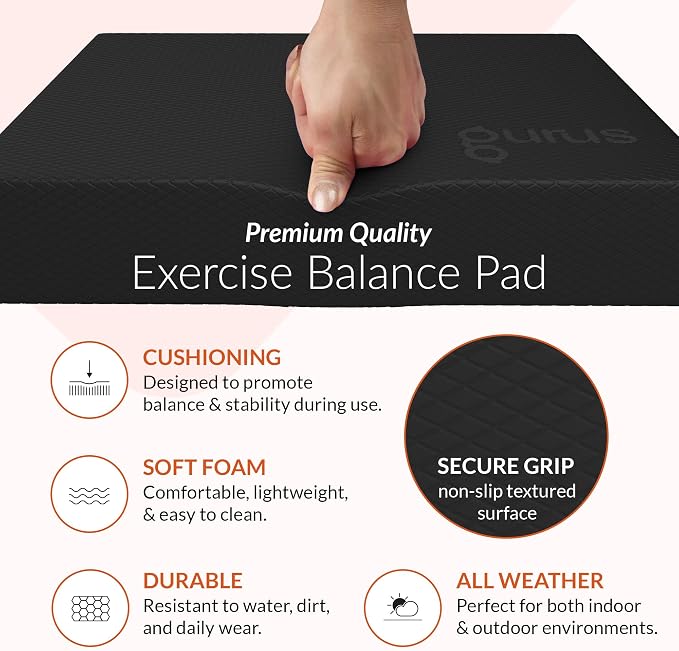 Gurus Balance Pad – High-Density Foam Balance Pad Physical Therapy for Stability & Strength, Exercise Foam Pad for Balancing, Non-Slip Lightweight Trainer for Home Gym & Rehab (Blue)