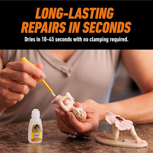 Gorilla Super Glue with Brush & Nozzle Applicator, Clear Glue, 12 Gram (Pack of 2) - All Purpose and Fast Setting for Projects and Repairs