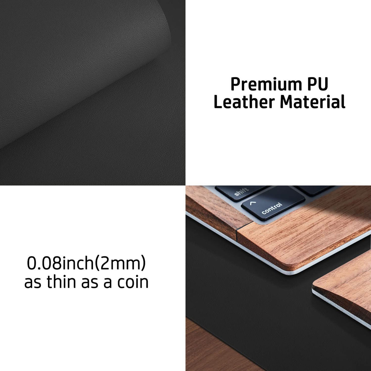 Aothia Leather Desk Pad Protector, Mouse Pad, Office Desk Mat, Non-Slip PU Leather Desk Blotter, Laptop Desk Pad, Waterproof Desk Writing Pad for Office and Home (Black,23.6" x 13.7")