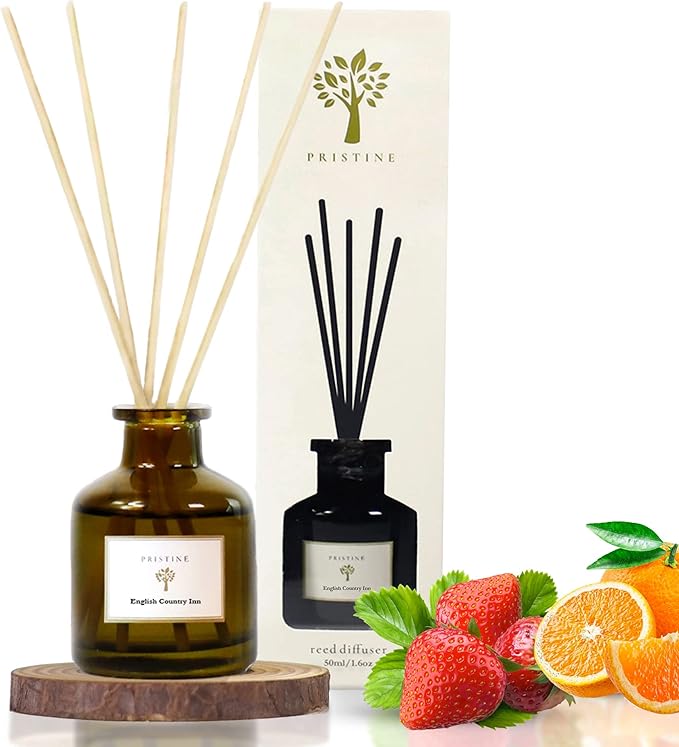 PRISTINE English Country Inn/Inspired by Ritz Carlton Reed Diffuser for Home | Fresh Blend of Strawberry, Vanilla, Musk Reed Diffuser Set, Oil & Reed Diffuser Sticks | Home & Office Decor | Fragrance