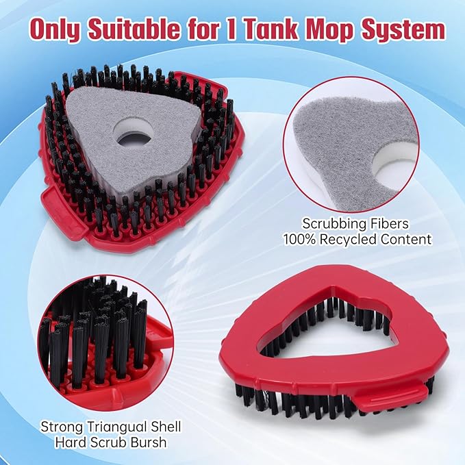1 Pcs Spin Mop Replacements Scrub Brush and 1 Mop Base with 2 Pcs Scouring Pad Compatible with Cedar EasyWring 1 Tank System，Including 2Pcs Scouring Pad + 6Pcs Scrub Sponge Heavy Duty