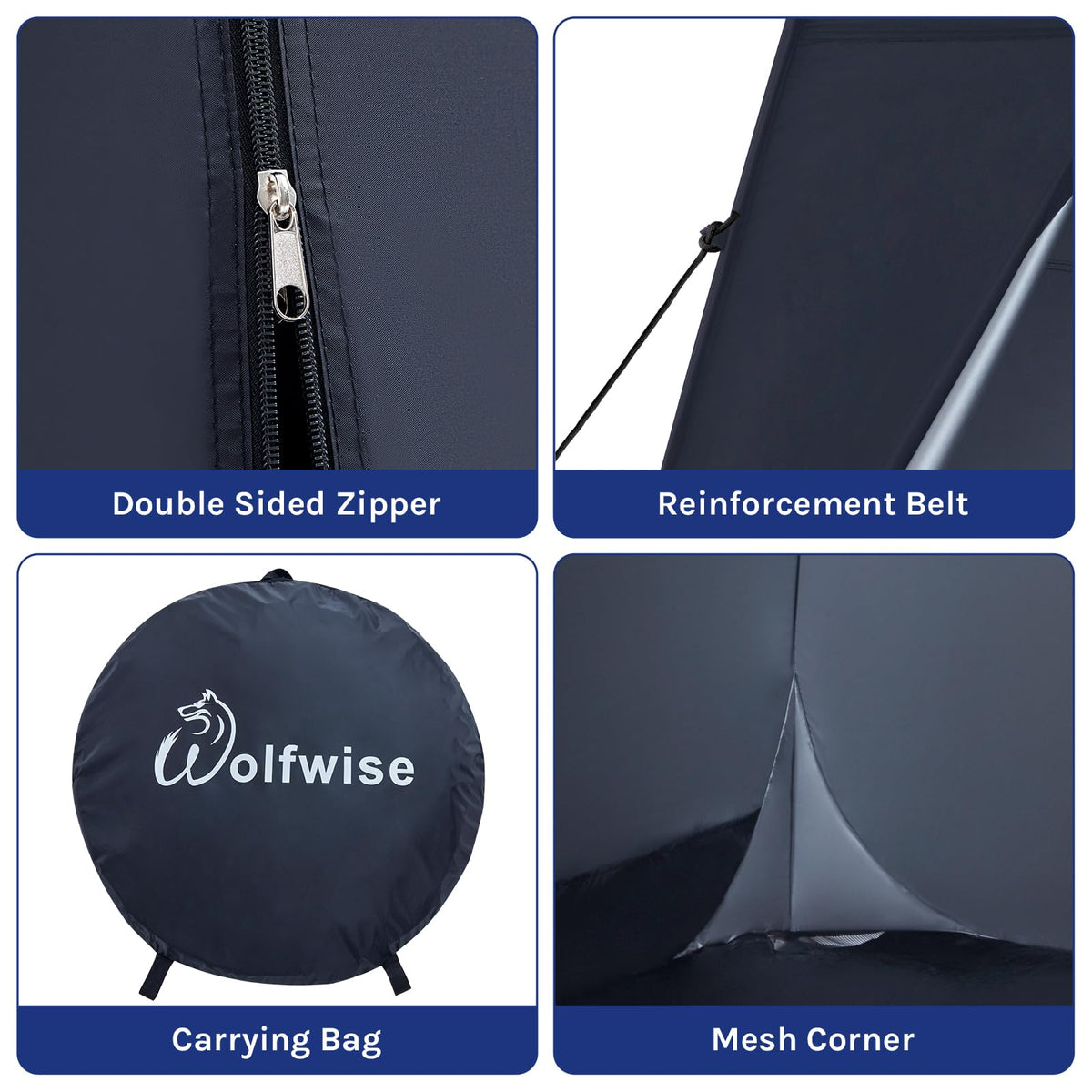 WolfWise 6.6FT Portable Pop Up Shower Privacy Tent Spacious Dressing Changing Room for Toilet Camping Biking Beach