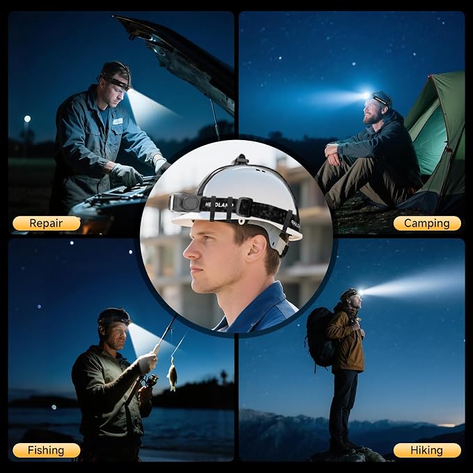 ATDOALL Rechargeable Headlamp for Adults & Hiking, 3 Pack Lightweight & Waterproof Super Bright led Head Lamp with Red Light, Motion Sensor, 5 Modes, 90° Adjustable, Headlamps for Camping, Running
