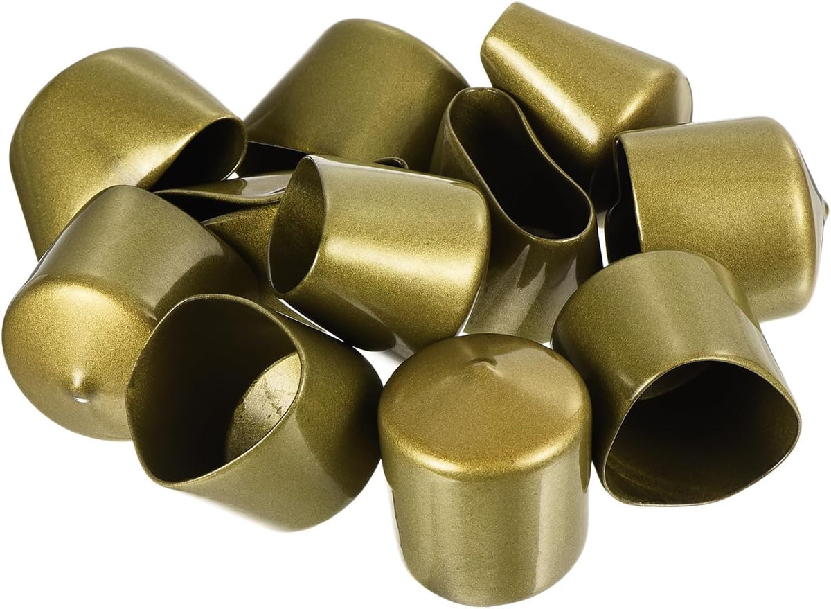 uxcell 20pcs Rubber End Caps 36mm ID Vinyl Round Tube Bolt Cap Cover Thread Protectors Gold