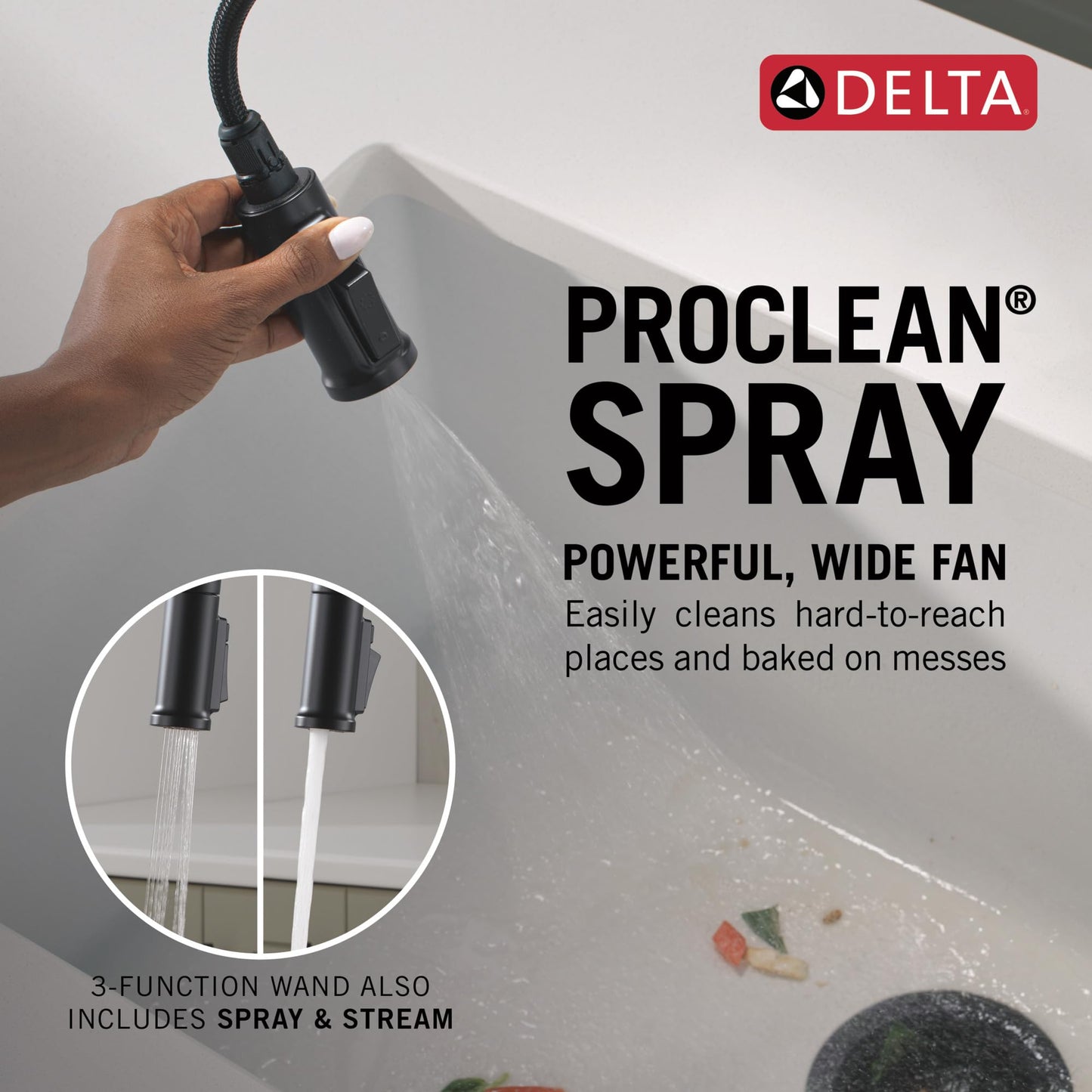Delta Cordova Touchless Kitchen Faucet with Touch Technology, Matte Black Kitchen Sink Faucet with High Pressure ProClean Spray, Single Hole, Matte Black 9185TL-BL-DST