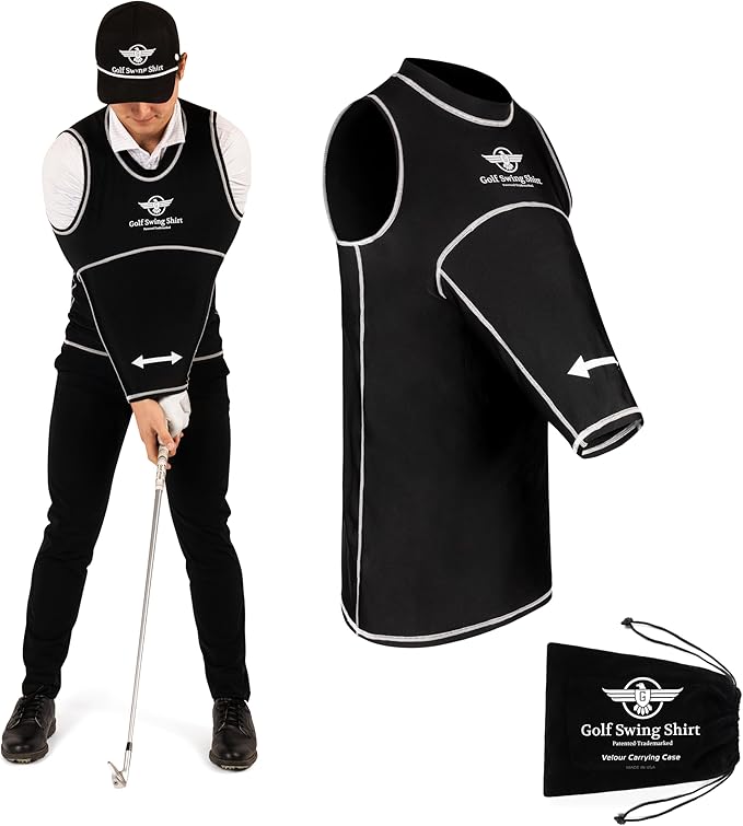 GOLF SWING SHIRT Trainer – Slip-On Training Aid for Swing Correction, Real-Time Feedback, Unisex, Black