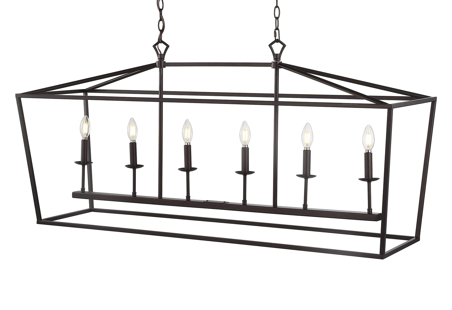 JONATHAN Y 49" Oil Rubbed Bronze Lantern Pendant Light, 1-Light Pagoda Style Metal Cage Farmhouse Hanging Ceiling Fixture for Kitchen Island, LED Bulb Included (JYL7439A)