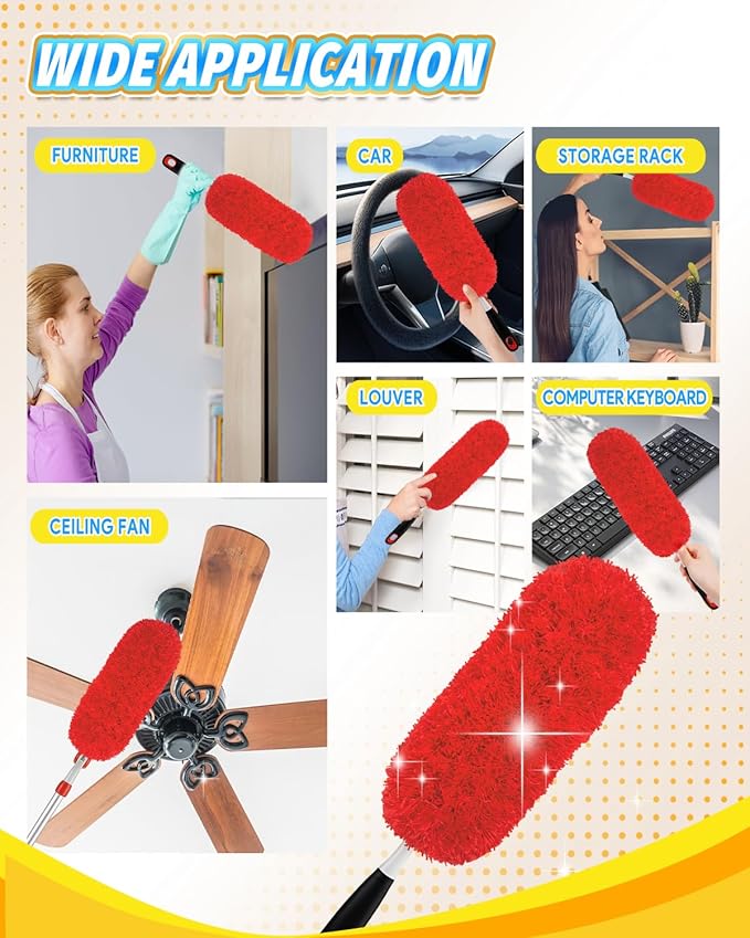 KEEPOW 3 Pack Microfiber Reusable Duster Refills Compatible with OXO Duster, Washable Dusters for Cleaning Compatible with OXO Extendable Duster for Blinds Ceiling(Handle is Not Included)