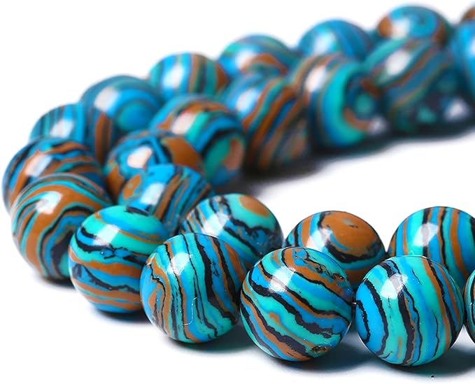 38PCS 10mm Natural Blue Malachite Stone Beads Round Loose Gemstone Beads for Jewelry Making DIY Bracelet Necklace 15 Inch,Energy Stone Healing Power