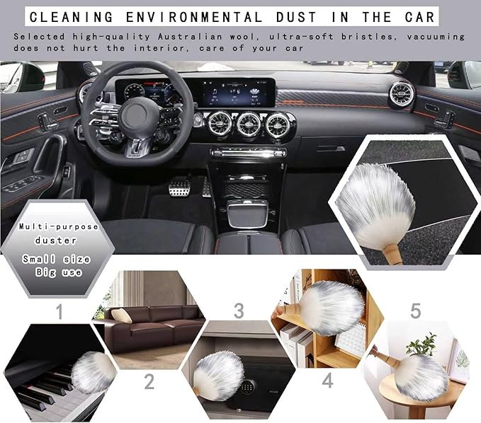 Car Interior Dusting Brush Auto Dust Sweeping Soft Bristles Detail Brush Dashboard Mini Duster Interior Cleaning Brush Tool for Car Seat,Vent,Dash Microfiber Detailing Brushes Supplies 2PCS