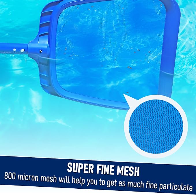 Poolvio Heavy Duty Swimming Pool Leaf Skimmer Net with Strong Reinforced Handle for Cleaning Swimming Pools, Hot Tubs, Spas and Fountains