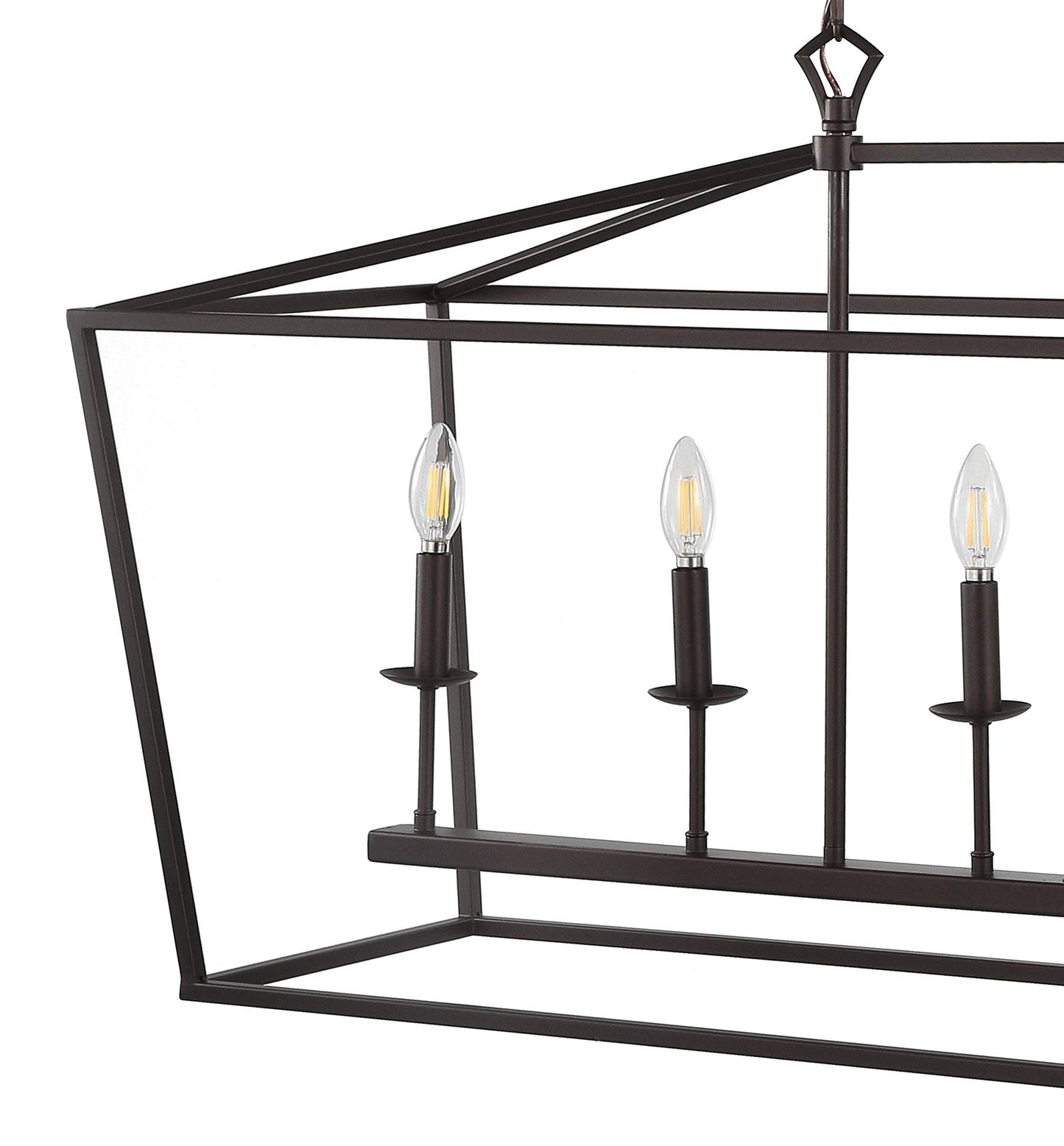JONATHAN Y 49" Oil Rubbed Bronze Lantern Pendant Light, 1-Light Pagoda Style Metal Cage Farmhouse Hanging Ceiling Fixture for Kitchen Island, LED Bulb Included (JYL7439A)