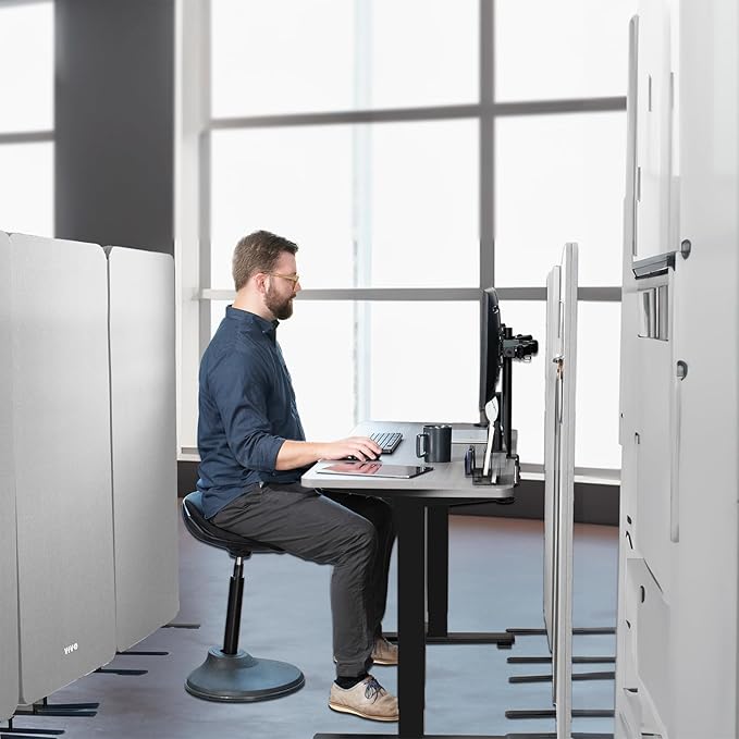 VIVO Freestanding 72 x 56 inch Privacy Panel, Cubicle Divider, Acoustic Wall Partition, x3 24 inch Panels, Gray, PP-3-S072G