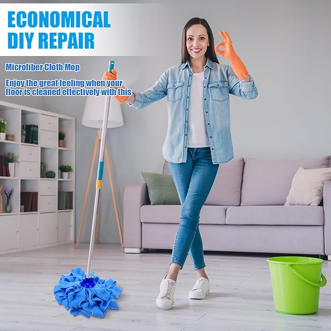 Yaomiao 12 Pcs Microfiber Mop Heads Replacement for 0.8 Diameter Handle Floor Cleaning Wet Dry Cotton Cloth Mop Head Refills for Industrial Commercial Cleaning