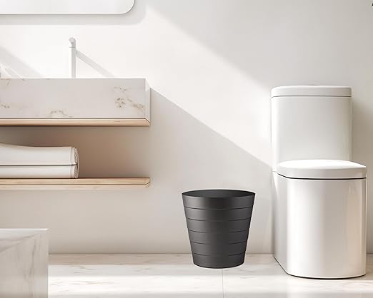 Small Trash Can (2.1 Gallons), Dorm Trash Can, Heavy Duty Dust Bin, Mini Garbage Can for Bedroom (Pack Of 3), Plastic Wastebasket, Bathroom Wastebasket (Black) Round paper Trashcan, Office Trash Bin
