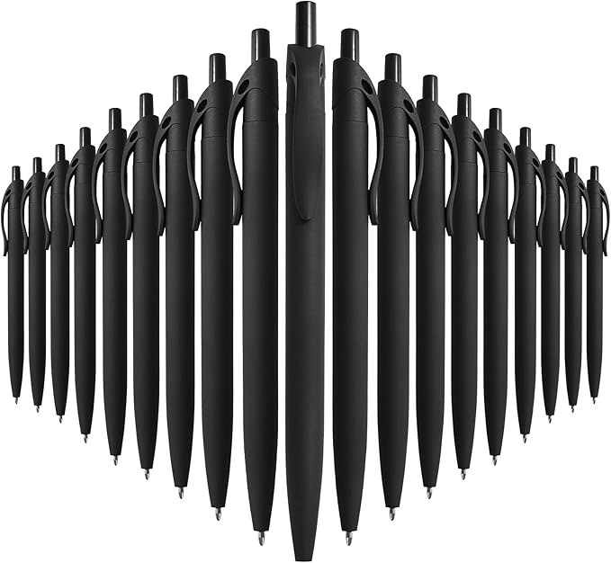 BallPoint Pens, 50 Pack (BLACK Ink),Bulk Pens, Black Barrel,Click Pens for Office Home and School, Retractable Ballpoint Pens, Medium Point, 1.00MM (Black)