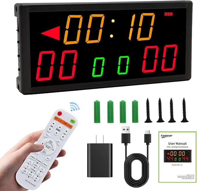 LED Electronic Scoreboard with Power Supply,Score Keeper with Timer Clock,Portable Digital Scoreboard with Remote for Corn Hole,Board Game,Indoor & Outdoor Game