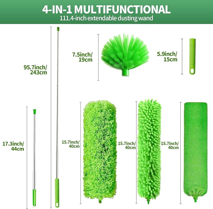 dusters for Cleaning extendable Long Handle，Webster Cobweb Duster with Extension Pole，Spider Web Remover Brush with Pole，Outdoor Web Cleaner Outside for use on Ceilings, cabinets, Walls, Light
