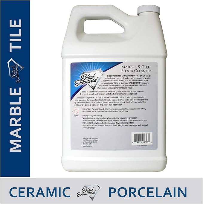 Black Diamond Stoneworks MARBLE & TILE FLOOR CLEANER. Great for Ceramic, Porcelain, Granite, Natural Stone, Vinyl and Brick. No-rinse Concentrate.(1-Gallon)