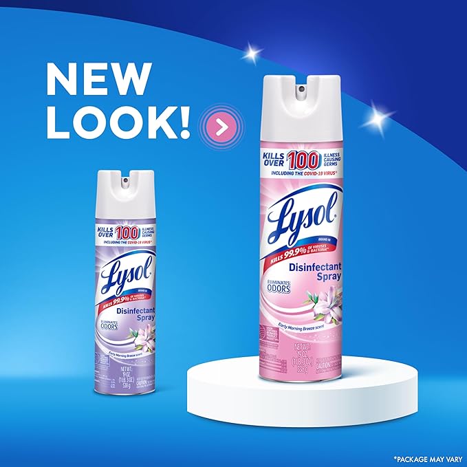 Lysol Disinfectant Spray, Sanitizing And Antibacterial Spray, For Disinfecting And Deodorizing, Early Morning Breeze, 19 Fl Oz (Pack Of 2), Packaging May Vary