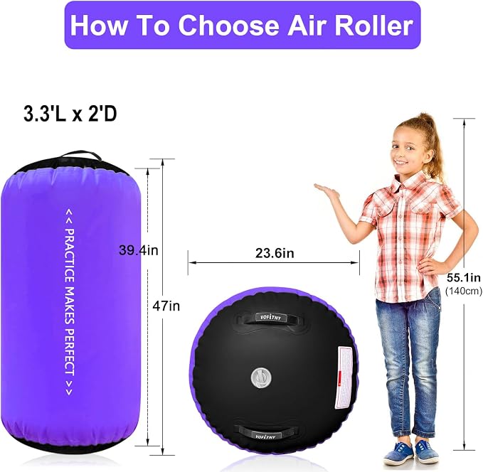 VOFiTNY Gymnastics Air Barrel Tumbling Octagon Mat Back-bend Trainer 600W Electric Air Pump for Inflatables