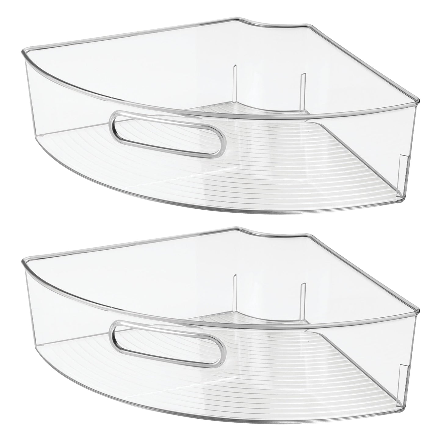 iDesign Clear Plastic 1/4 Wedge Bin for Corner Lazy Susan Cabinet, Kitchen Cabinet Organizer, 2-Pack