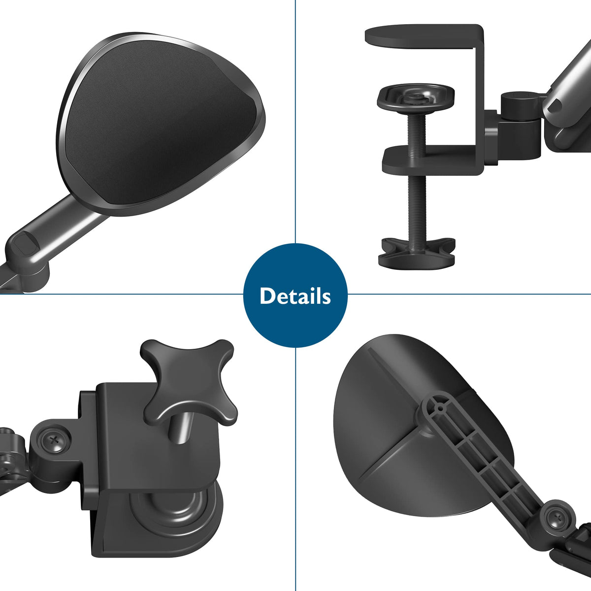 BONTEC Adjustable Arm Rest for Desk, Ergonomic Elbow Rest Pad, 360° Rotating & Extendable Desk Arm Support, Durable Aluminum, Keyboard & Computer Arm Rest Pad, Office & Gaming Desk Accessories