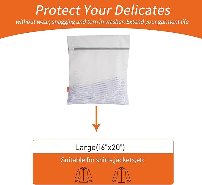Polecasa 3Pcs 16 x 20 Inches Extra Durable 125g Diamond Mesh Laundry Bags with Sturdy Zipper for Delicates, Protect Clothes in Washing Machine, Laundry Room Essentials for College, Dorm (3 Large)