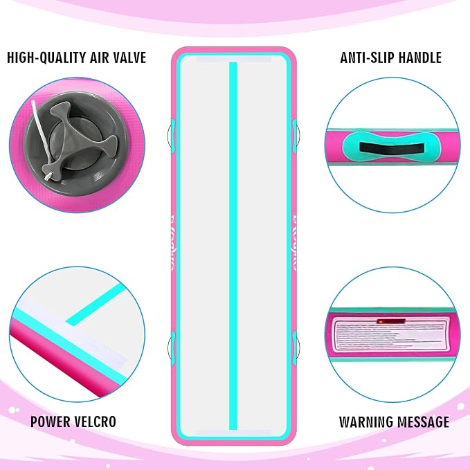 Inflatable Air Gymnastics Mats for Tumbling, 10ft/13ft/16ft/20ft Tumble Track Tumbling Mats for Kids, 4/8 Inches Thick Training Mat with Electric Pump Gymnastics Equipment for Kids Mat