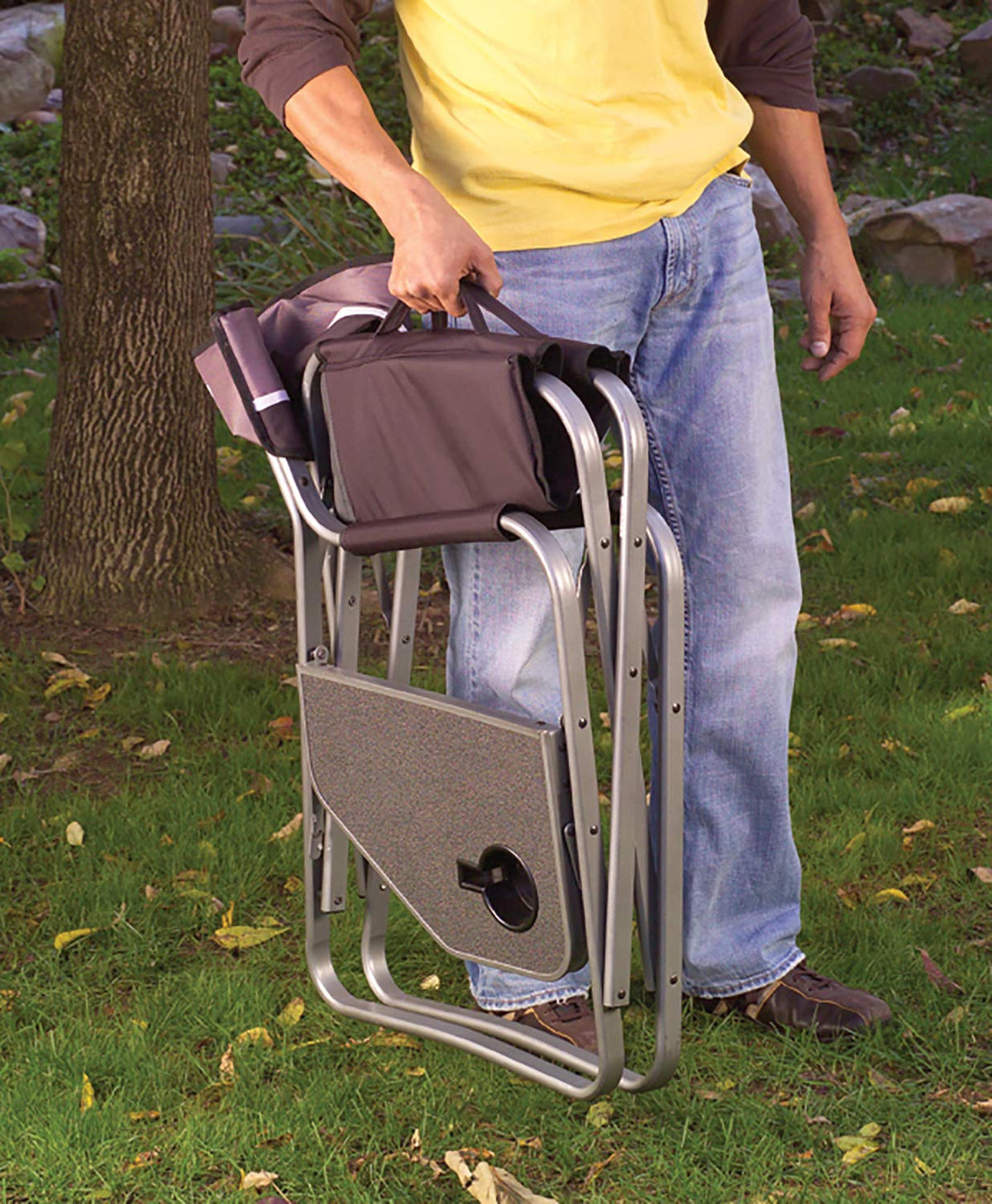 Coleman Portable Aluminum Camp Chair with Side Table & Cup Holder, Lightweight Folding Chair for Outdoor Seating