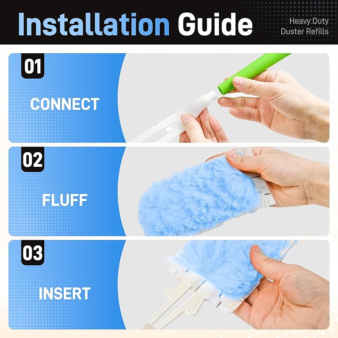 30 Pack Heavy Duty Duster Refills Compatible with Swiffer Dusters,Disposable Dusters Kit for Cleaning Dusting Furniture Blind Ceiling Fan,30 Pack 360 Feather Dusters,1 Handle,1 Upgrade Telescopic Hand