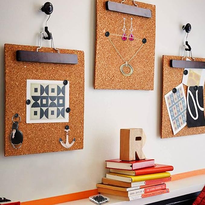 Lunies 50 PCS Black Push Pins for Cork Board, Thumb Tacks for Wall Hangings, Picture Hanging Nails, Flat Decorative Push Pins for Wall, Wall Pins for Hanging