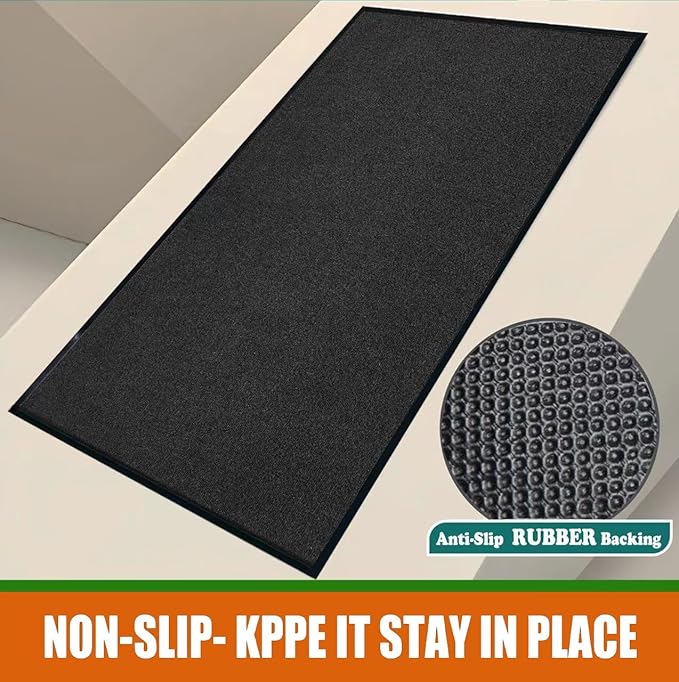 SRDDQLC Door Floor Mat Commercial Grade Large Size Heavy Duty Tough Entry Collection Slip Skid Entrance Mat with Rubber Backing Low Profile and Easy to Clean Indoor Outdoor Rug(Black, 4x8FT)