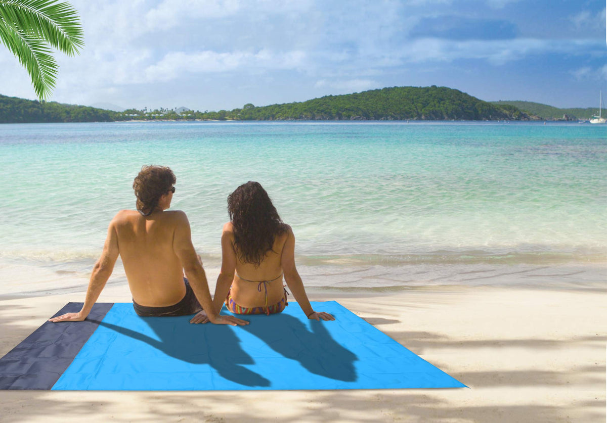 Turebest Beach Blanket 79 * 55inch, Compact Sand Proof and Waterproof Picnic Blanket, with Portable Storage Bag, Great for Outdoor Travel Camping Hiking Festival Park Sports