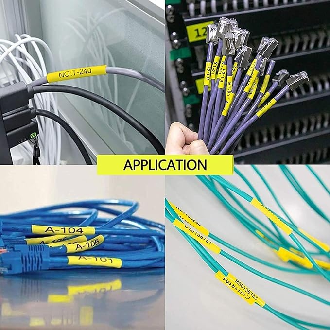NineLeaf 2 Roll Black on Yellow Heat Shrink Tubes Label Tape Compatible for Brother Ptouch HSe-611 HSe611 HS611 HS-611 for P-Touch PT1180 PTD400 PTD600 Label Maker - 5.8mm (0.23inch) x 1.5m (4.92ft)