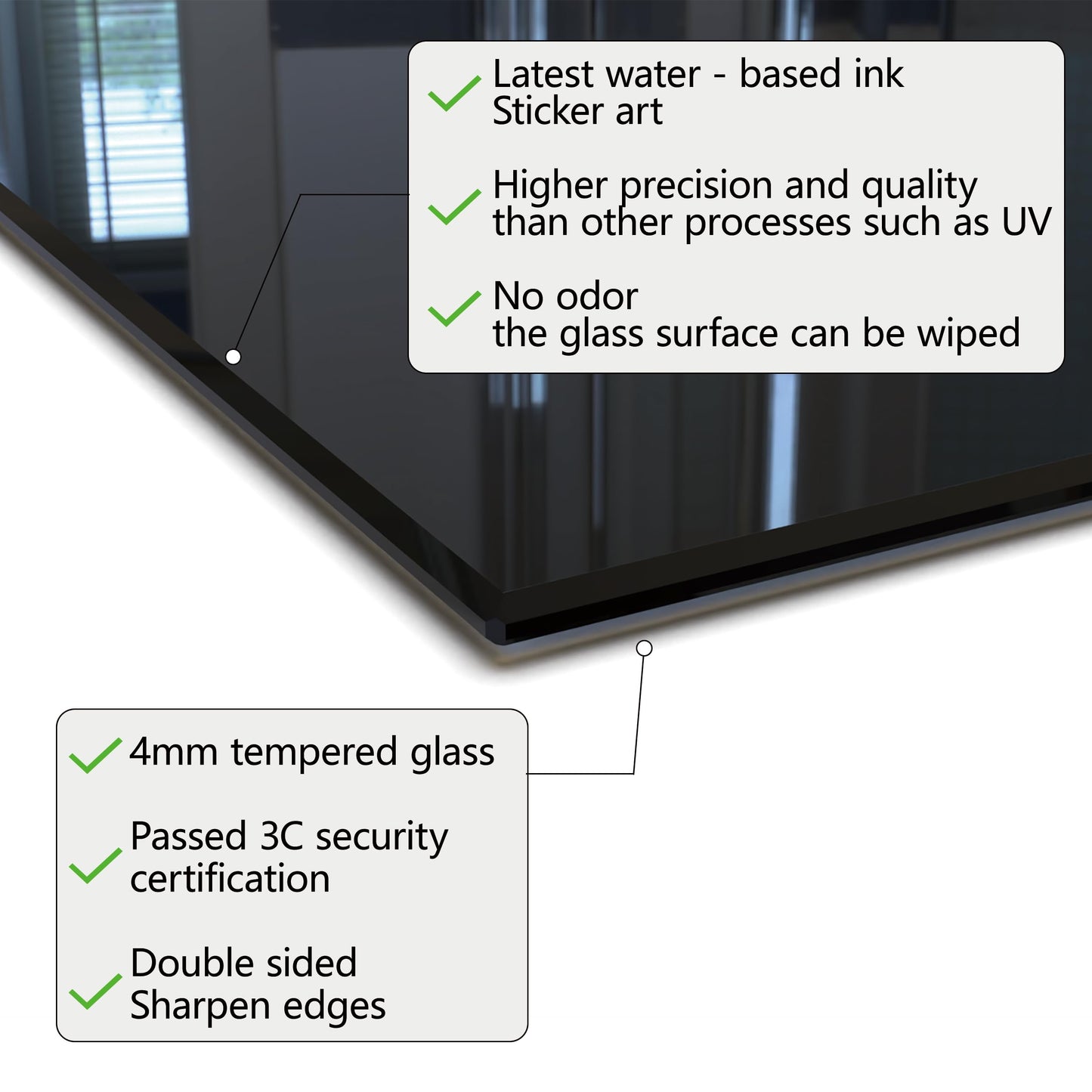 DAIFURONGE Tempered Glass Backsplash for Kitchen, Black and White Art Stove Backsplash Protector - Easy to Clean Wall Decor (Black, 30"x16"(76.2x40.64cm))