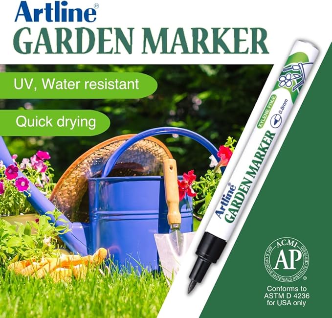 Shachihata Garden Marker, Waterproof, Permanent, .8mm Nib, Black