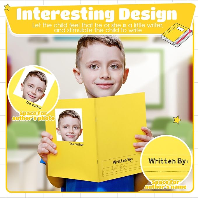 Henoyso 72 Pcs Primary Composition Notebook K-2 9 3/4 x 7 1/2 Inch Primary Journal, Back to School Supplies, Bulk Blank Writing Book for Kid to Write Draw Journal 60 Page Notebooks (Vibrant Color)