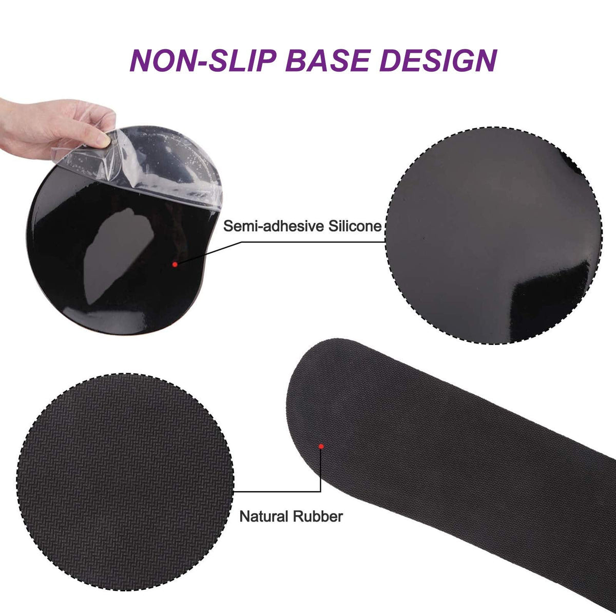 ArtSo Upgraded Wrist Rest Support for Mouse Pad & Keyboard, Ergonomic Gel Mousepad Non-Slip Rubber Base Home,Office Pain Relief, Easy Typing Cushion Neoprene, Soft Memory Foam, Purple Heart Butterfly