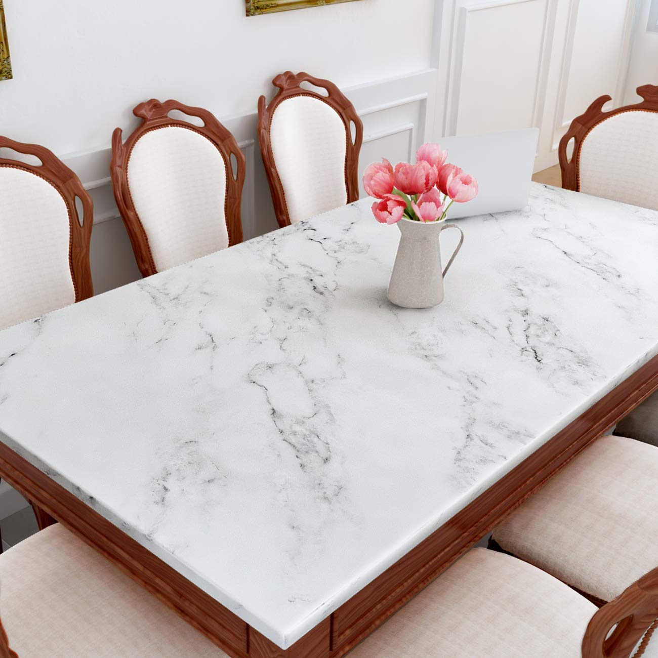 Decotalk 30"x200" Countertop Vinyl Wrap Marble Contact Paper White Counter Cover for Countertops Waterproof Matte Marbles Contact Paper for Counter Top Removable Marble Wallpaper Peel and Stick