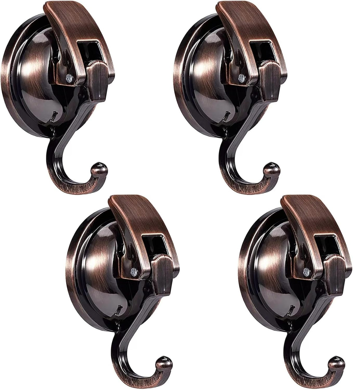 Suction Cup Hooks for Shower, Bathroom, Kitchen, Glass Door, Mirror, Tile â Loofah, Towel, Coat, Bath Robe Hook Holder for Hanging â Waterproof Wreath Hanger (Red Bronze 4Pack)