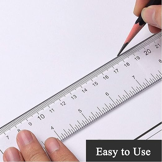 2 Pack Plastic Ruler Straight Ruler Clear See Through Measuring Acrylic Tool for Student School Office with Centimeters and Inches(6 Inch+12 Inch)