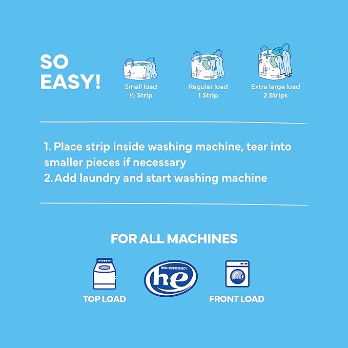 Tru Earth Compact Dry Laundry Detergent - Up to 128 Loads (64 Sheets) - Paraben-Free - Original Eco-Strip Liquidless Detergent, Travel - Fresh Linen | Packaging May Vary