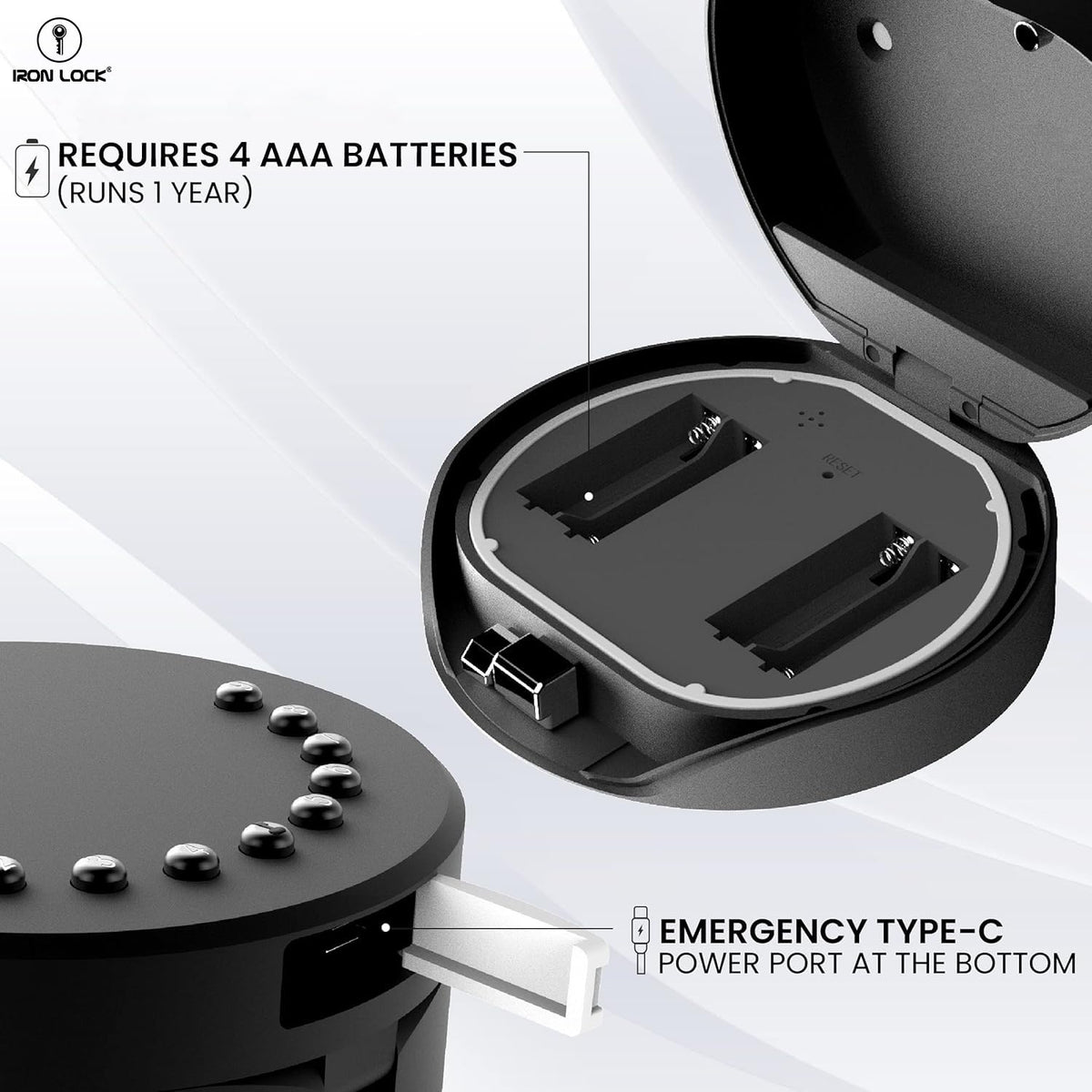 Iron Lock® Portable Smart Key Lock Box - Bluetooth & Mechanical Keyless Entry, App Control, Auto Lock, 2 Interchangeable Shackles (Cable & U-Shackle), IP65 Waterproof, Security Key Cabinets