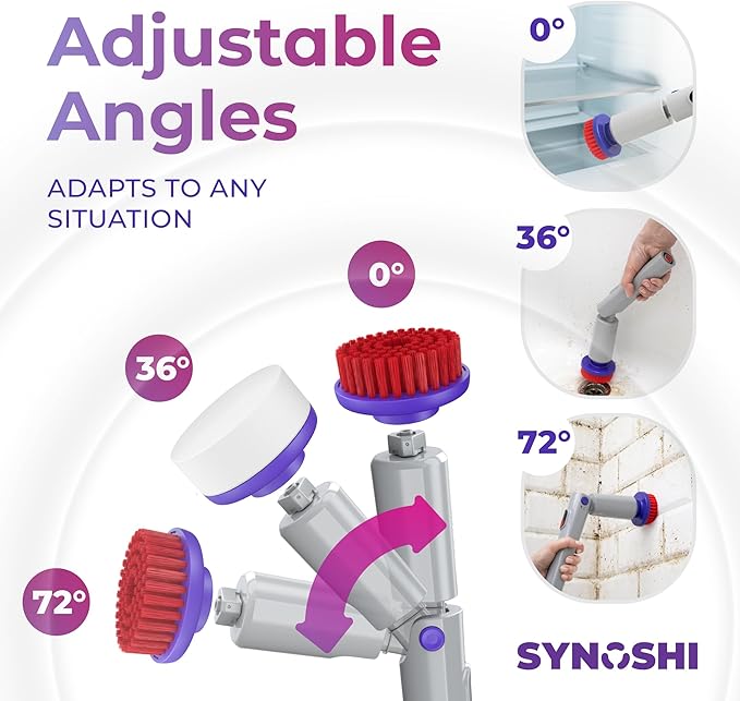 PRO Electric Spin Scrubber, Cordless Cleaning Brush Bathroom Scrubber. Waterproof Shower Cleaner Brush with Adjustable Angles, 2 Speed, 180Min Work Time for Floor, Bathtub, Kitchen, Car, Tub