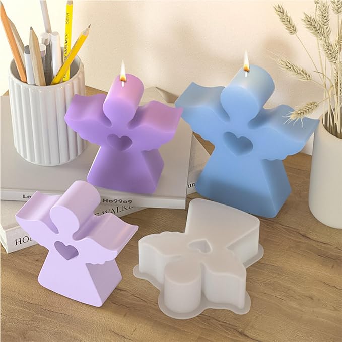2PCS Heart Angle Silicone Molds, Cute Angle Shape Molds for Resin Candle Concrete, Creative Love Epoxy Resin Casting Clay Plaster Art Craft Gift Making Mold Wall Hanging Valentines Home Decor