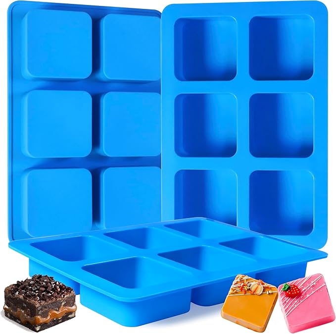 Sidosir 3Pcs Chocolate Covered Cookie S'mores Molds Silicone, 6-Cavity Square Caramel Silicone Molds for Fat Bombs, Chocolate Truffles Mold for Hard Candy, Ice Cube